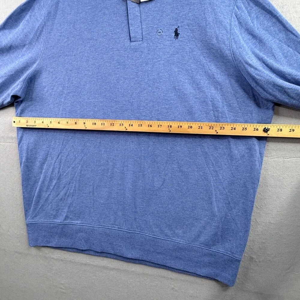 Polo Ralph Lauren Mens XXL Quarter Zip Pullover Sweater Blue Heather Classic